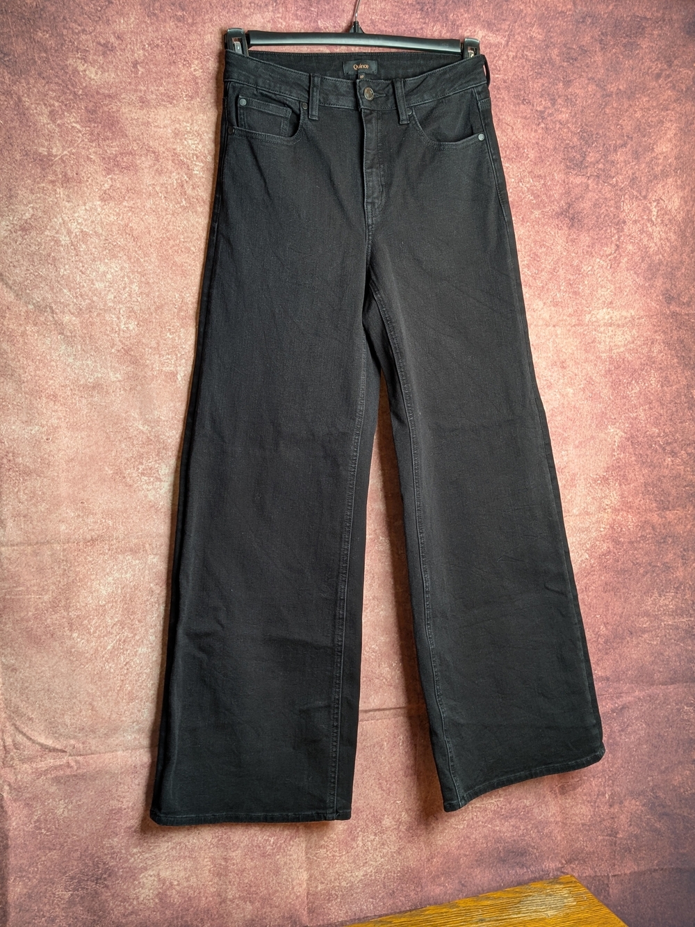 Quince Bella Stretch Wide Leg Jeans Black Size 27 High Rise